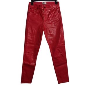 AGOLDE Wax Coated Leatherette Red Sophie High Rise Skinny Jeans Size 28